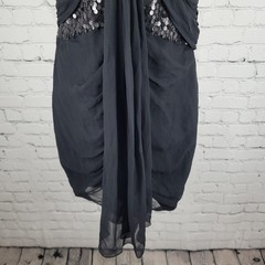 Kurt Thomas Black Silk Chiffon Sequin Strapless Lined Mini Dress Size 10