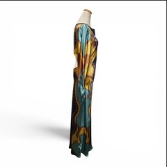 La DoubleJ Multicolor Printed Long Sleeve Cut Out Dress Size L New w/ Tags