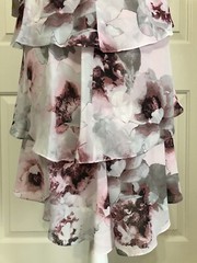 NWT Ignite Evenings size 6 pink grey black floral sleeveless ruffled dress