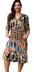 Nwt SACRED THREADS abstract bohemian funky hippie rayon tier DRESS XL Free shipp