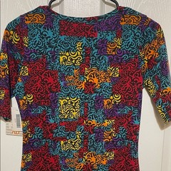 LuLaRoe Julia Form Fitting Abstract Design Midi Dress Size XS