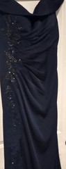Montage by Mon Cheri Blue Off Shoulder Ruched Sequin Maxi Gown Dress 14
