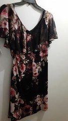 Connected Apparel size 16 Black/ Multicolor Floral Flutter Sleeve Dress New