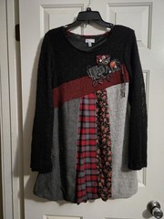 LINEA DOMANI Sz MED Women&rsquo;s LINED JUMPER DRESS, EMBELLISHED PATCHWORK
