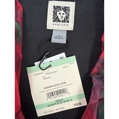 Anne Klein Titian Red Green Black Maxi Dress Sheer Vneck Floral SIZE 8