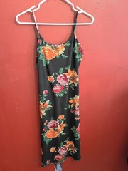 Floral Slip Dress with Orange Rose Print – Women