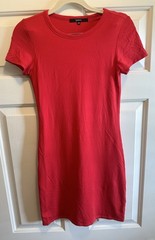 Quince Red Tencel Jersey Mini T-Shirt Dress Short Sleeve Bodycon Stretch XS