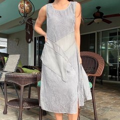Mixed Fabrics Grey Dress