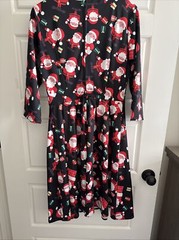 Ouges Santa Claus Dress Womens Small Back Blk Red Festive Christmas Party