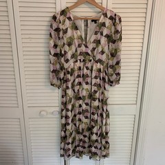 J.Crew Lurex Chiffon Patchwork Midi Dress Metallic Floral Sz 4 Cottagecore Boho