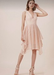 Keepsake The Label $275 Last Dance Eyelet In Soft Peach A Line Dress Size Large