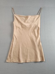 Forever 21 Women Mini Dress S Light Beige Adjustable Strap Bodycon Party