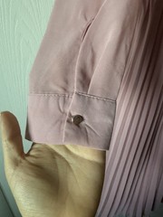 ABLETREE Pink Solid Collared Button Front Pleated Lined Dress