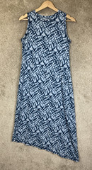 AnyBody Dress Womens Small Blue White Tie Dye Sleeveless Asymmetrical Hem- 3469*