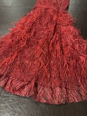 Portia And Scarlet Red Sequin Feather Prom/sweet 16 Gown Worn 1 Time