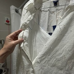 Roller Rabbit Women Sz L Eyelet Embroidered Collared Mini Shirtdress White Sun