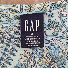 Vintage Y2k GAP 100% Silk Handkerchief Slip Dress Sz 2 Blue Paisley Fairycore