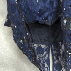 Vintage Bellissima Navy Blue Beaded Sequin Lace Cocktail Party Mini Dress M