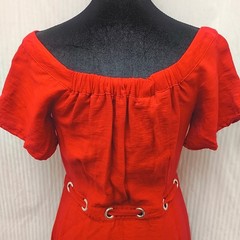 Uptown American Womens Red Off Shoulder Short Sleeve Zip Midi Dress M