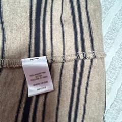 Garnet Hill Womens Size 4 Boat Neck Organic Cotton Striped Shift Dress Tan/Navy