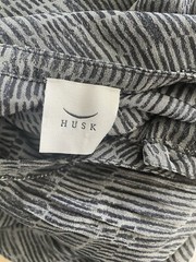 HUSK Australia Grey/ Green Pattern Layering Shirt Dress Drawstring Fits Uk 12