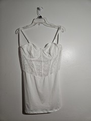 SHEIN White Lace Corset Top Dress/Teddy Underwire, Silky bottom sz 0XL curve