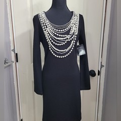 NWT Boston Proper Dress, NWT, Size 2, Black, Beautiful Pearl Detail on Front