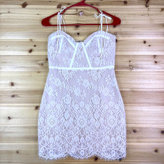 Superdown Dress Womens Small White Lace Beige Lottie Bustier Mini Dress