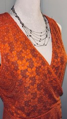 CAbi Black Midi Dress with Bright Orange Floral Print- Reversible