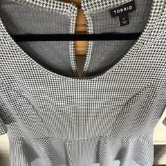 TORRID Peplum Dress Double Knit Black Gray Houndstooth Retro Vibe Pinup Plus 1X