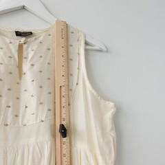 White Silk Maxi Dress S Sequin Flowy Kaftan Indian Middle Eastern CHHAYA MODY