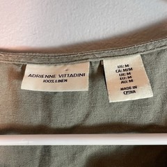 AD 100% Linen Sleeveless Midi Dress Side Pocket Olive Green Sz M Casual Summer