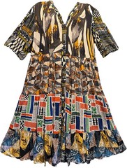Nwt SACRED THREADS abstract bohemian funky hippie rayon tier DRESS XL Free shipp