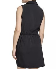 Calvin Klein Drawstring Waist Collard Sleeveless Sheath Dress Size 8 Stretch