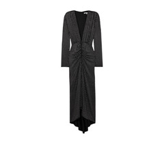Veronica Beard Kiah Rhinestone Dress Womens Medium Black V-Neck Long Sleeve Maxi