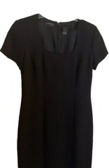 Liz Claiborne Dress Black Short Sleeve Long front Slit Lined Evening 6