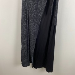 Cabi Black Disco Micro Polka Dot Long Wrap Dress Size Large Style# 5609