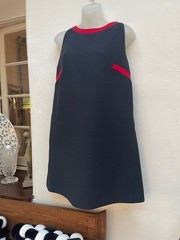 Christian Dior Navy and Red Colorblock Sleeveless Shift Dress – Size 8