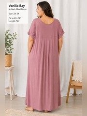 🌸 Vanilla Bay Mauve V-Neck Maxi Dress | 2X-3X