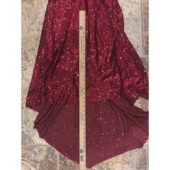B. Darlin Sequin Formal Gown Womens 13/14 Burgundy Open Back Maxi Dress
