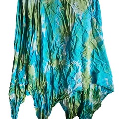 Yes World Boutique Tie Dye Handkerchief Dress Sleeveless Casual Blue Green M