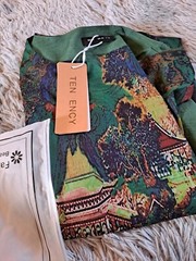 Tendency Dark Green Patterned/multi Layered Shift Dress Size L BNWT