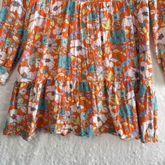 KARLIE Dress Women’s Small Orange Floral Mini Tiered Flowy Boho Casual Feminine