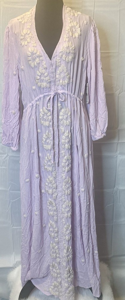 Free People Lilac Embroidered Dress, Soft, Boho, Large, New With Tags