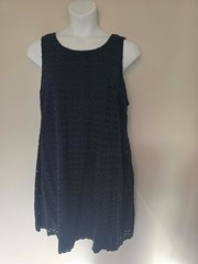 RN Studio by Ronni Nicole (22W) Navy Lace Shift Dress Plus Size Sleeveless
