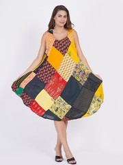 Women Casual Printed Multi Patchwork Short Umbrella Dress Wholesale Mix lot 10pc