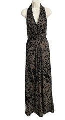 Tadashi Collection Velvet burnout mesh Leopard babydoll Halter Gown women’s 2