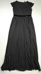 Miusol Evening Gown Sx XXL 2X Black Lace Chiffon Skirt Maxi Dress Formal Wedding