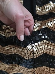NEW GIANNI BINI Woman’s 2/3 Sleeve Sequin Short Mini Dress Black Gold sz XS