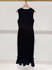 Sandro Nail bead Ruffled edge Knitting Fishtail vest dress Women&rsquo;s Dresses